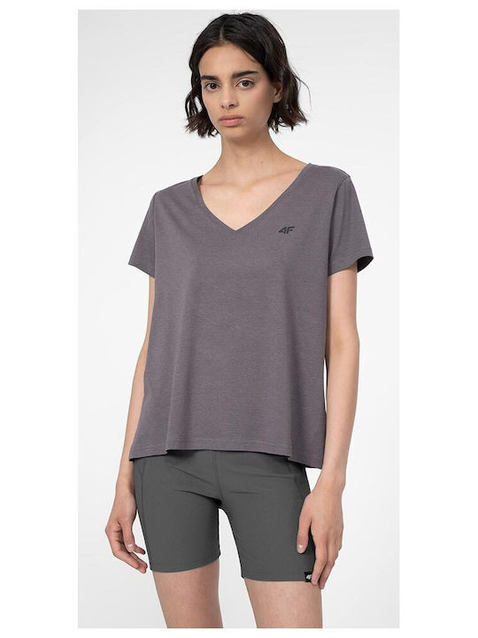 4F Women's T-shirt with V Neck Gray
