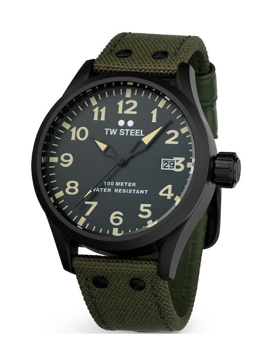 TW Steel Volante Watch Battery with Green Fabric Strap