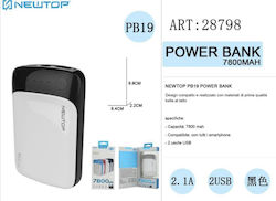 Newtop PB19 Power Bank 7800mAh με 2 Θύρες USB-A...