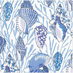 Shell Toile Blue Napkins 12.5x12.5cm. Blue 20pcs