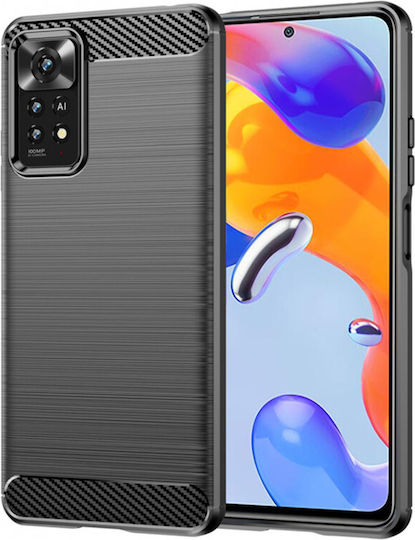 Techsuit Carbon Umschlag Rückseite Silikon Schwarz (Redmi Note 11 Pro)