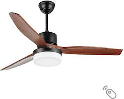 Lineme Ceiling Fan 130cm with Light and Remote Control Brown