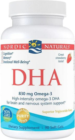 Nordic Naturals DHA 830mg 90 Softgels With Strawberry Flavour