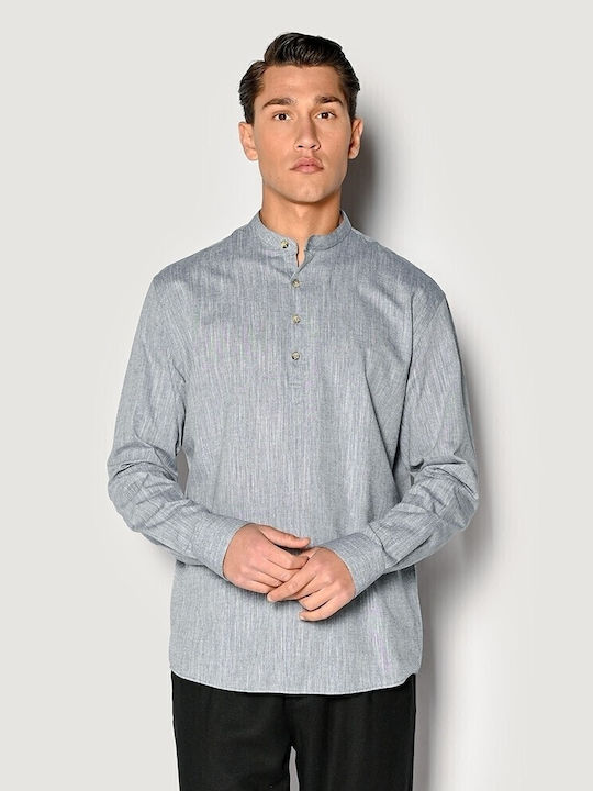 Long-sleeved Denim Shirt Navy Blue
