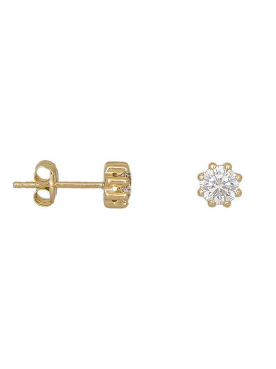 Gold flower earrings with zircon K9 045466 045466 Gold 9 Karats
