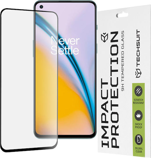Techsuit 111D Vollkleber Vollflächig gehärtetes Glas Schwarz (OnePlus Nord CE)