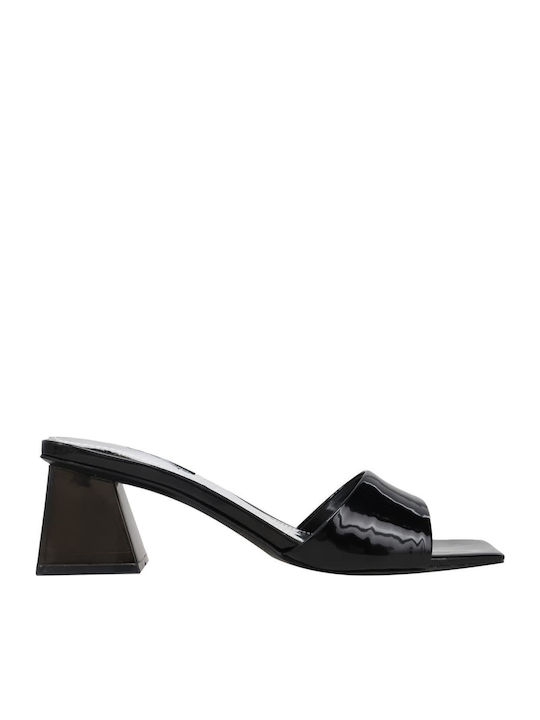 Oaky 8 Mules with Chunky Low Heel in Black Color