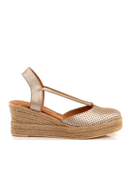 Anatomische Damenplattformen im Espadrilles-Stil Μπεζ Περλέ