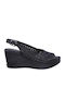 96039 Anatomic Women's Leather Peep Toe Platforms Black 98287 10-011