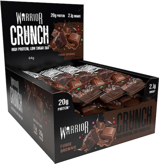 Warrior Crunch Μπάρες με 20gr Πρωτεΐνης & Γεύση Fudge Brownie 12x64gr
