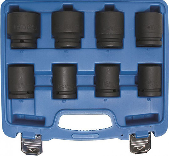 BGS Technic Nüsse Pneumatisch Sechskant mit Vierkant-Antrieb 3/4" Set 8Stück 24 - 38mm