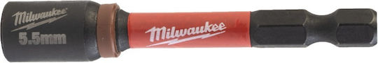 Milwaukee Shockwave Μαγνητικό Καρυδάκι Εξάγωνο με Καρέ Υποδοχής HEX Διάμετρος 8mm