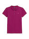 4F Women's Athletic Polo Blouse Short Sleeve Fuchsia