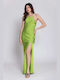 Twenty 29 Summer Maxi Evening Dress Satin Open Back with Slit Light Green