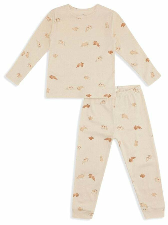 Children's Pajama Set ecru from 100% organic cotton Petit Lapin Konges Slojd