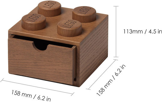 LEGO Παιδικό Κουτί Αποθήκευσης από Ξύλο Brick Καφέ 2x11cm
