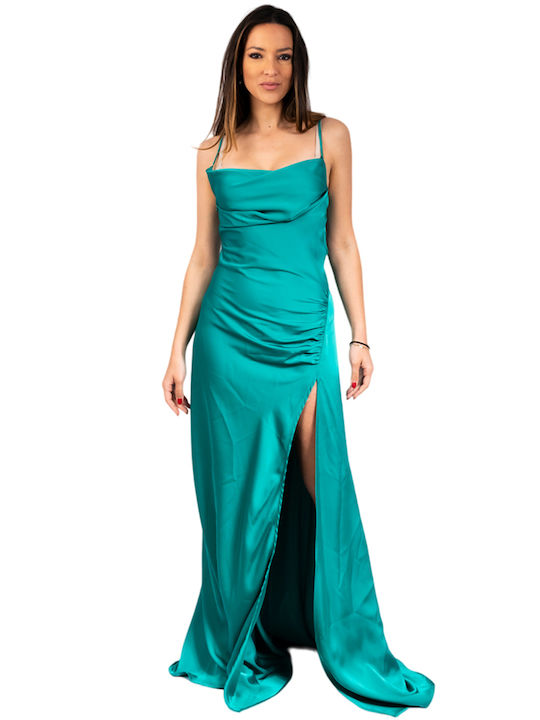Trilogy Îmbrăcăminte SALTY SATIN MAXI DRESS (TR30040 TYPOS) Turcoaz Colecția pentru femei SU23