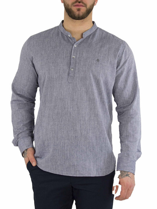 Men's grey cotton shirt with mao collar SL151G