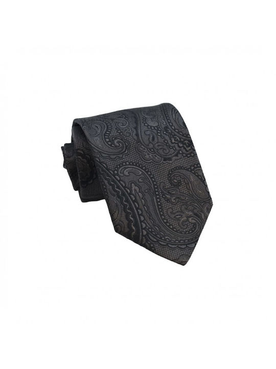 Tie Grey/Black Paisley 7.5/8cm.