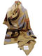 Scarf - scarf, soft, high quality, geometric patterns, vintage (90×200cm, 20%cotton, 80% viscose, beige-grey-brown)