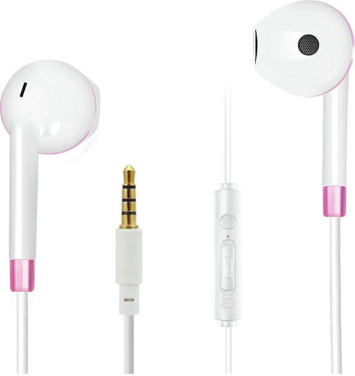 2GO Comfort Earbuds Handsfree με Βύσμα 3.5mm Λευκό / Ροζ