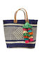 Rock Club Strandtasche - Handgefertigt - Gestrickt - Marineblau mit Muster