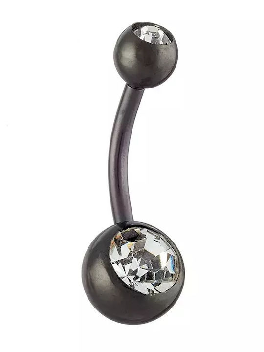 Oxzen Belly Button Piercing Made of Silver Steel Black