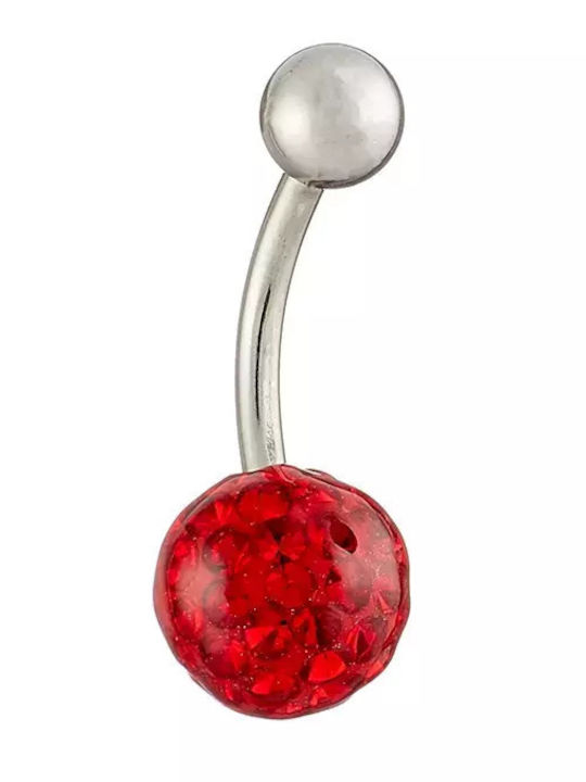 Oxzen Bauchnabelpiercing aus Stahl Silberrot