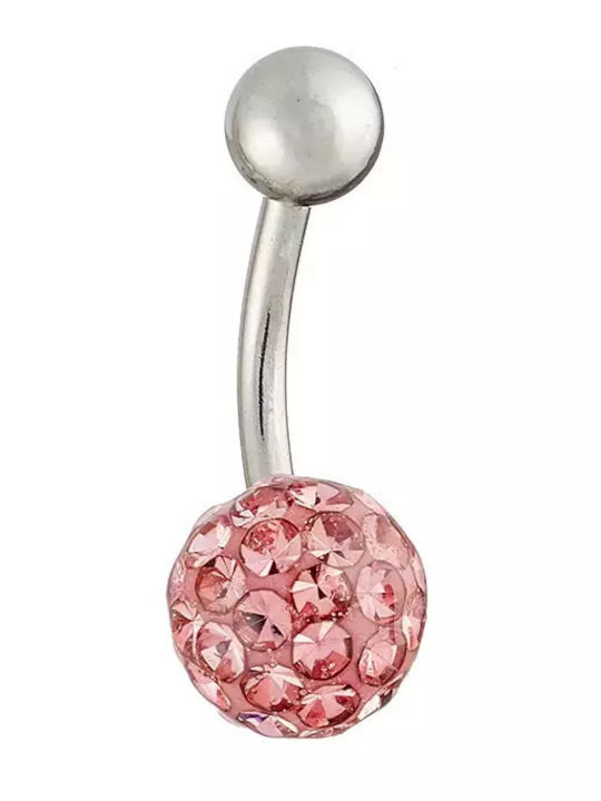 Oxzen Bauchnabelpiercing aus Stahl Silber Rosa
