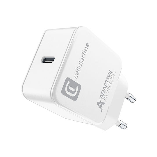 Cellular Line Ladegerät ohne Kabel mit USB-C Anschluss 15W Weißs (ACHSMUSBC15WW)