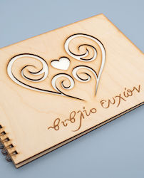 Lifelikes Wedding Wish Book - Floral Heart plain wood