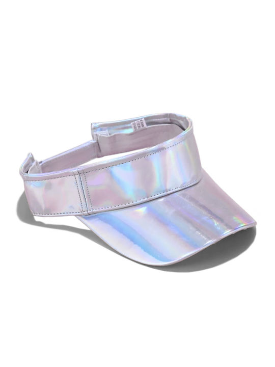 WOMEN'S SUMMER CAP VISOR HAT TYPE TENNIS SILVER IRIDESCENT HOLOGRAPHIC