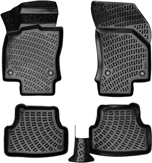 Bosse Set of Front and Rear Mats 4pcs Tray Type for Seat Ibiza / Arona Skoda Fabia Volkswagen Polo Audi A1 Black