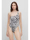Savanna One Piece Swimsuit With One Shoulder Animal Print