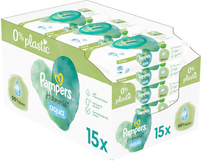 Pampers Harmonie Aqua Baby Wipes with 99% Water, without Alcohol & Fragrance 18x48pcs