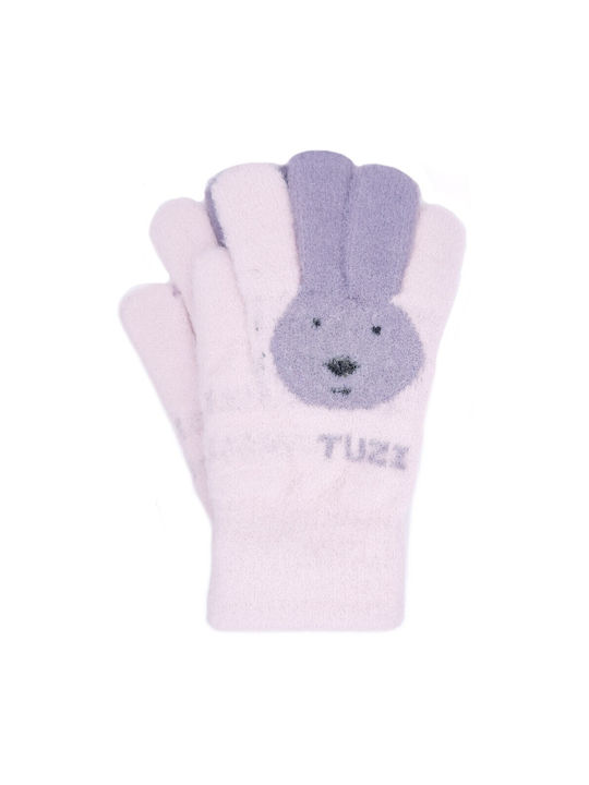 Kids Knitted Gloves Rabbit Beige