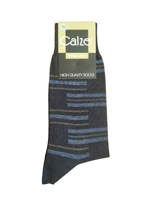 Calze Herren Wolle Geometrische Socken Geometrische Farbe Blau 911W-55