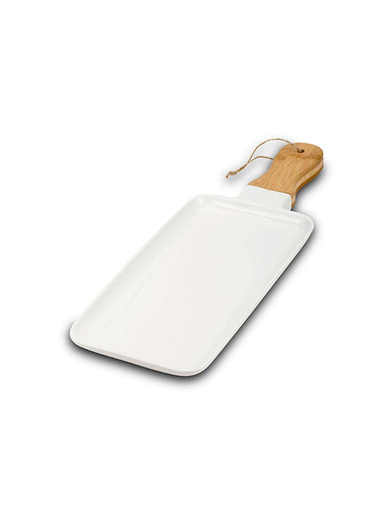 Nava Serving Platter Rectangular made of Porcelain White 47x18cm