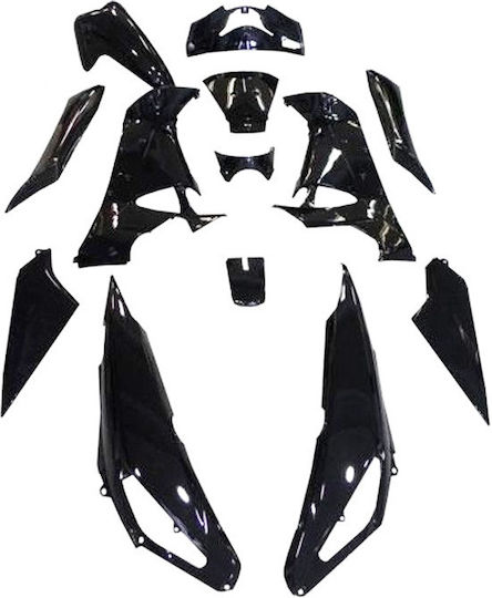 Motorrad Kunststoff-Set Schwarz 13Stück