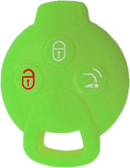 Husă Cheie FOSFORIC din Silicon cu 3 Butoane pentru Smart în Culoarea Verde