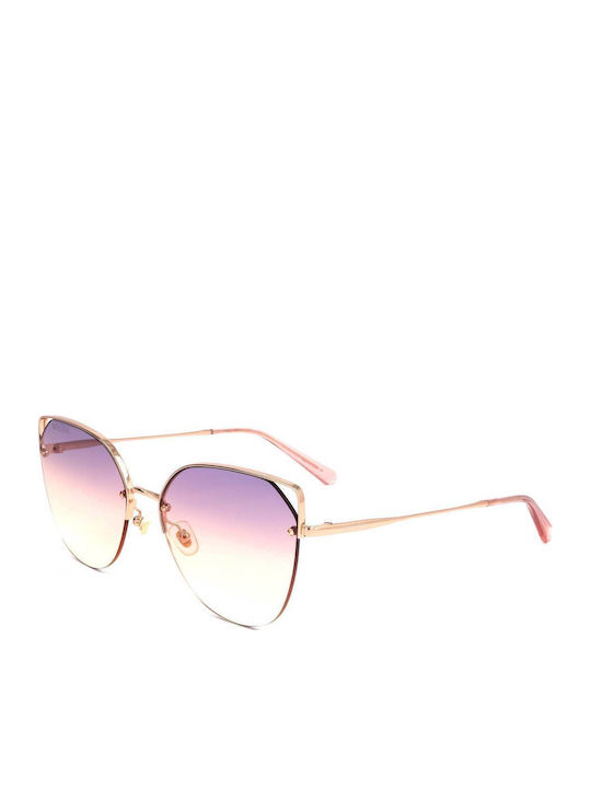 Bolon Femei Ochelari de soare cu Rose Gold Rame metalice Cadru și Violet Ochelari de soare Lentilă