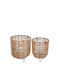 Zaros Metal Plant Pot Beige with Stand 33x33x30cm 2 Pieces