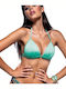 Fashion Solids Bikini Triangle B Cup With Padding Floral Turquoise