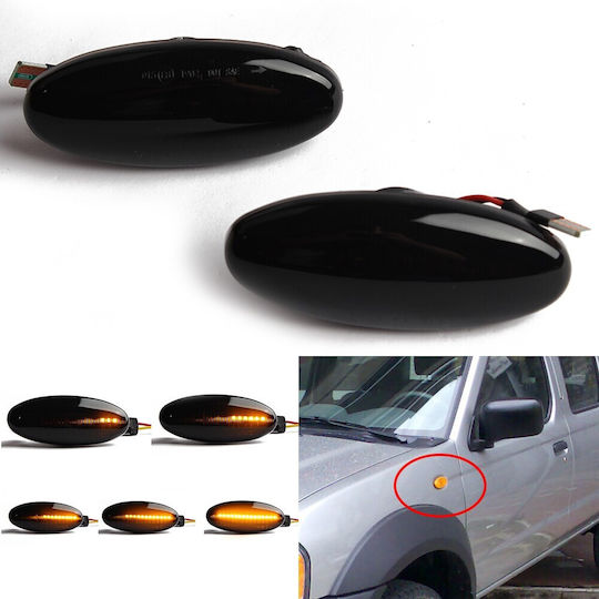 Пластмасови Флашове Крила Nissan Navara D22 Np300 1998-2005 LED Динамични Тъмни 2 Бройки