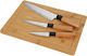 Rectangular Wooden Chopping Board Set with Knives Brown 35x25cm 4pcs