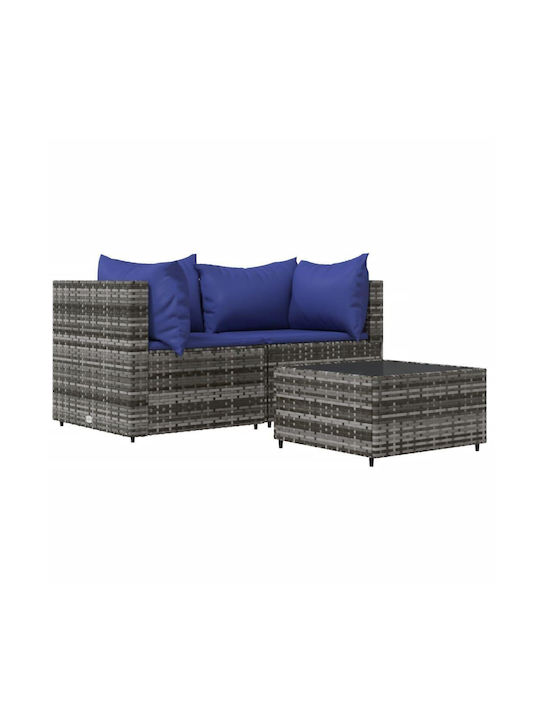 Set Outdoor Lounge Gray with Pillows 3pcs