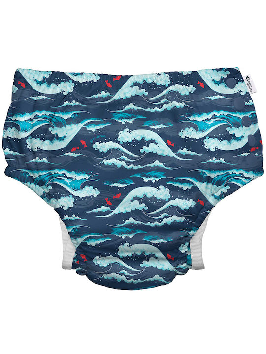 Badeanzug - Windel GREEN SPROUTS Eco Snap Swim Windel Navy Tidal Waves GS-701058-690