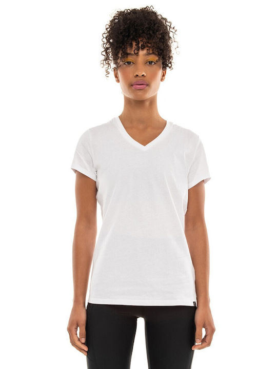 Be:Nation Damen Sport T-Shirt mit V-Ausschnitt Weiß