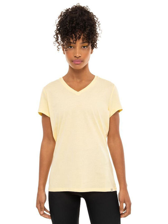 Be:Nation Damen T-shirt mit V-Ausschnitt Gelb