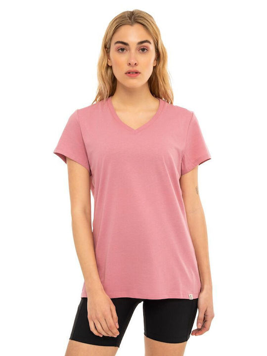 Be:Nation Damen T-Shirt mit V-Ausschnitt Rosa